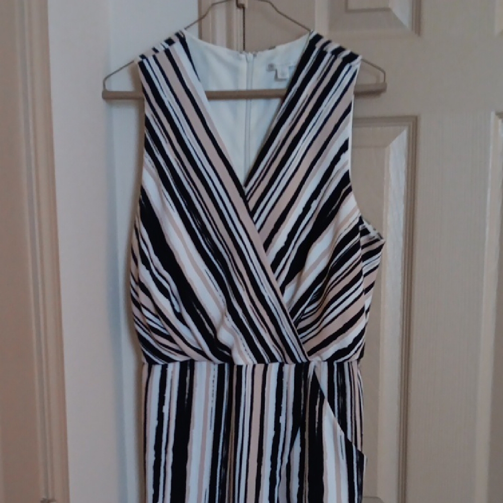 Striped Black and White Sleeveless Romper